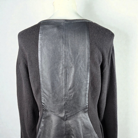 Stella Carakasi Black Tunic Sweater Assymetrical Hem Leather Back Size Small - Picture 11 of 16